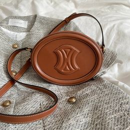 Satchel Designer Luxury Ladies embossed smooth leather oval mooncake bag Purse Shoulder bag Messenger Bag