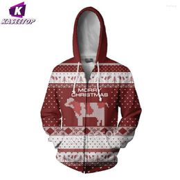 Men's Hoodies 2023 Mens Women Hoodie Snow Elk Merry Christmas Sweatshirt 3D Printed Zipper-Hoodies Streetwear Unisex Casual Stree Sportswear