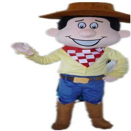 2018 Discount factory Good vision and good Ventilation a cowboy mascot costume with red scarf for adult to wear239U