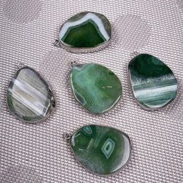 Pendant Necklaces Natural Stone Green Agates Irregular Necklace Pendants For DIY Charm Jewellery Making Supplies Fit Size 35x50mm