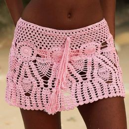 Women's Swimwear 8 Colour Hand Crochet Florens Skirt Women Sexy Beach cover up Skirt Boho Style elastic waistband 230713
