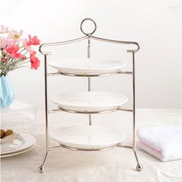 Plates Stainless Steel Afternoon Tea Snack Rack Ceramic Plate Western Buffet Pastry Cake Table