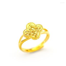 Cluster Rings Soild 18K Yellow Gold Adjustable Cross Game For Women Wedding Engagement Fashion Fine Jewelry Christmas Gifts