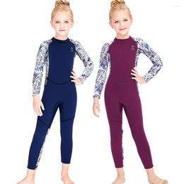 Women's Swimwear 2.5MM Neoprene Wetsuit Children's Fashion Warm One-Piece Long Sleeve Thickened Cold Proof Swim Snorkelling Surfing