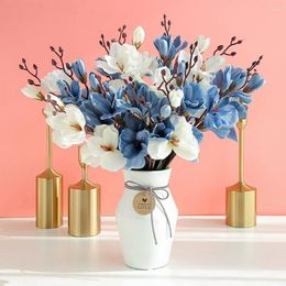 Decorative Flowers 2PCS Silk Artificial Bouquet Garden Wedding Pography Props Home Living Room Floral Fake