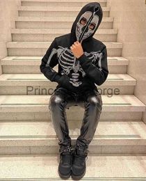 Mens Hoodies Sweatshirts Mens Hoodies Sweatshirts Y2k Jacket Mens Rhinestone Skeleton Sweatshirt Korean Fashion Punk Sport Coat Pullover Skull Graphics Goth Long