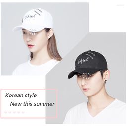 Ball Caps Punk Style Baseball With Metal Pin Snapback Hats Casual Cotton Curved Sun Ring Unisex Fashion