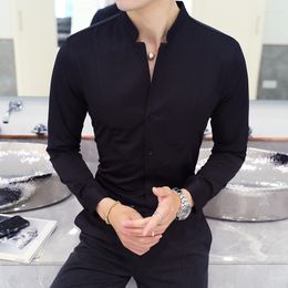 Men's Casual Shirts Style Male Spring Dress Long Sleeve Shirts/Men's High Quality Stand Collar Business Shirts/Plus Size M-3XL