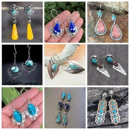 Dangle Earrings Bohemian Ethnic Style Silver Colour Ear Hook Fashion Women Jewellery Wedding Drop Wholesale