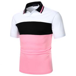 Men's Polos Men TShirt Short Sleeve Polo Shirt Splicing Contrast Urban Business Casual Fashion Lapel Rib Top 230711