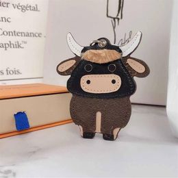 Fashion PU Leather OX Cattle Cow Key Ring Designer Keychain Car Keyring Holder Bull Pendant Christmas New Year Gift with Box YX561302k