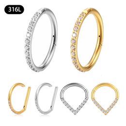 Navel Bell Button Rings 10/50Pc Round Zircon Septum Ring Hoop Cartilage Tragus Helix Small Piercing Nose Ring Earring For Women Body Jewelry Accessorie 230713