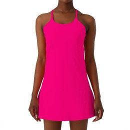 LU LU LEMONS LL Lined Yoga Outfit Exercise Chest Pad Inside Shorts Dresses Golf Gym Slip Fiess Women Tennis Pockets Dress