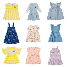 Girl's Dresses Korean Kids Clothes Princess Dress For 2023 BC New SS Spring Summer Baby Girls Bird One-Pieces Dresses Children's ClothingsHKD230712