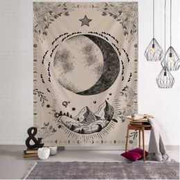 Tapestries Moon Tarot Tapestry Wall Hanging Psychedelic Witchcraft Hippie Tapiz Mandala Art Background Cloth Home Decor R230713