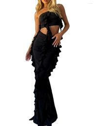 Skirts Elegant And Chic Women S Off Shoulder Ruffle Tube Top Long Bodycon Skirt Set For Summer Parties Streetwear Fashion