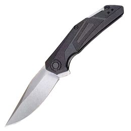 KS1370 Assisted Flipper Folding Knife 8Cr13Mov Stone Wash Drop Point Blade GRN Handle EDC Pocket Folder Knives with Retail Box