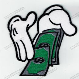 Funny Money In Hands Embroidery Patch Iron On Clothing DIY Applique Embroidery Accessory Patch Badge Whole 2809