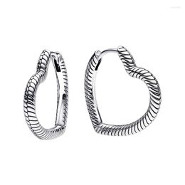 Hoop Earrings Classic Snake Chain Small Asymmetric Love Heart For Women LOGO 925 Sterling Silver Original Jewellery Up To 3 Charms