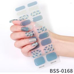 Nail Stickers 20Tips/Sheet Korean Decorations Adhesive Waterproof Long Lasting Full Semi-Cured Gel Strips Patch Sliders