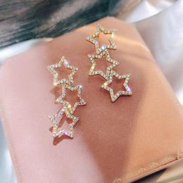 Stud Earrings Girls Sweet Simple Star Women Dainty Crystal 3 Korean Fashion For Statement Jewellery
