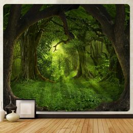 Tapestries Virgin forest home decoration art tapestry hippie bohemian decoration yoga mat sofa blanket scene background wall