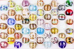 Wedding Rings Wholesale Lot 25Pcs Summer Style Murano Glass Lampwork Ring Birthday Men Women Wedding Party Valentine Gift Fashion Jewellery FREE 230713