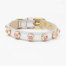 Dog Collars Luxuries Accessories Pet Collar Necklace Bling Czech Rhinestone Custom Designer Genuiner Leather Crystal