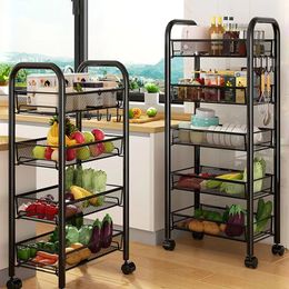 Kitchen Home Storage Shelf Floor to Floor Multi layered Small Cart Multi functional Vegetable Basket