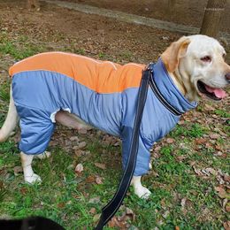 Dog Apparel Waterproof Medium Large Clothes Winter Overalls For Dogs Warm Jumpsuit Thick Fleece Coat Suit Towable Outfit