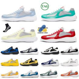 new 2023 Americas Cup Men casual balances shoes black white yellow mesh and patent leather trainers sneakers Walking Rubber Sole Fabric outdoor with summer trainers