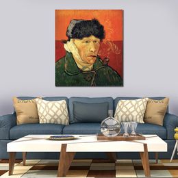 Self-portrait with Bandaged Ear Hand Painted Vincent Van Gogh Canvas Art Impressionist Landscape Painting for Modern Home Decor