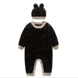 Baby Boys Girls Brand Rompers Letters F Infant Long Sleeve Jumpsuits With Hats Autumn Winter Toddler Keep Warm Knitted Onesies Gre289l