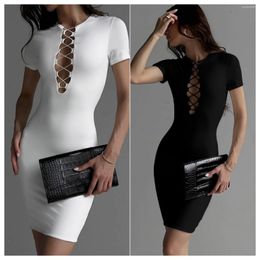 Casual Dresses Women Short Sleeve Party Club Bodycon Streetwear White Mini Dress 2023 Summer Clothes Wholesale Items For Business