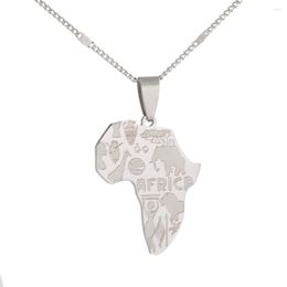 Pendant Necklaces Stainless Steel Africa Map Trendy Animal Pattern Chain Jewellery