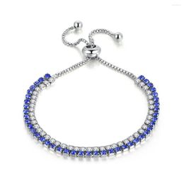 Link Bracelets Fashion Blue Cubic Zirconia Tennis Bracelet & Bangle For Women Adjustable Charm Wedding Hippie Jewellery H117