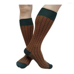 Men's Socks Mens Long Stripe Kneel High Fashion Vintage Formal Dress Suit Sexy Male Hose Stocking Business Gifts