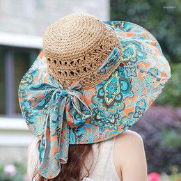 Wide Brim Hats Sun Hat Fashion Design Flower Big Beach Foldable Brimmed SunHat Summer For Women UV Protection Cap
