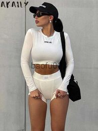 Women's Two Piece Pants Akaily White Letter Print 2 Two Piece Sets Tracksuit Women Matching Sets Fall Outfits 2022 Black Long Sleeve Tops And Shorts Set J230713