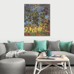 Handcrafted Vincent Van Gogh Oil Painting Trees in The Garden of Hospital Saint-paul Landscape Canvas Art Beautiful Wall Decor