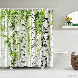 Shower Curtains High Quality Birch Forest Fabric Shower Curtain Waterproof Natural Landscape Printed Bath Curtains for Bathroom Decor with