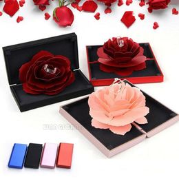 Gift Wrap 3D Up Rose Ring Box Wedding Engagement Valentine's Day Jewelry Display Boxes Gifts