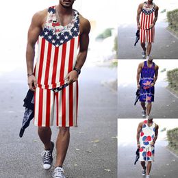 Men's Tracksuits Mens Letter Printed Round Neck Pullover Short Sleeve Vest Drawstring Shorts Suit Two Piece Jacket