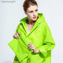 New Eco-friendly Waterproof Green Jelly EVA Transparent Windbreaker Men And Women Raincoat With Hood Outdoor Rainwear Poncho L230620
