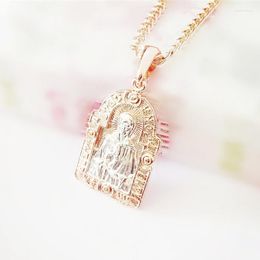 Pendant Necklaces Blessed Virgin Mary Necklace Christian Fashion Religion Trendy 585 Gold Colour Women Pendants