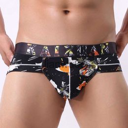 Underpants Men Underwear Briefs Shorts Mesh Print Male Nylon Soft Sexy Breathable Calzoncillos Underpants J230713