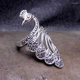 Cluster Rings 925 Sterling Silver Thai Stone Ms Peacock Opening Ring