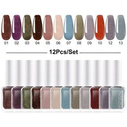 Nail Polish 12 5PCS 11ml Set for Nails Lacquer Reflective Glitter NO Need UV LED Lamp White Green Pink Blue 230712