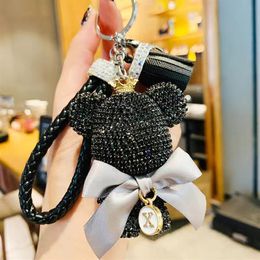 11 Colour 2021 Luxury designer Keychain Full Rhinestone diamond Cartoon Bear Crystal Keychains Ring Holder Pendant Bag Women's213E