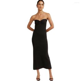 Casual Dresses AMANDINA LUXE Spring And Summer Strapless Cross Off-shoulder Bodycon Knitted Sexy Fashion Maxi Dress